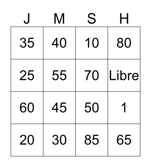 Citizenship Bingo Card