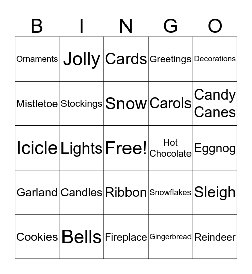 Holiday Bingo Card