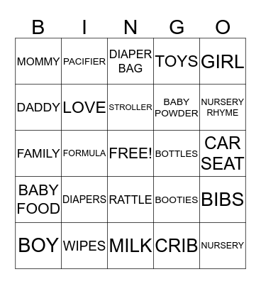 BABY MCGILLIVRAY Bingo Card