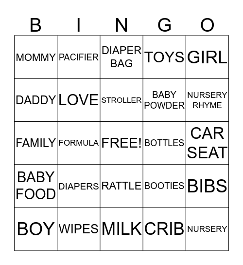 BABY MCGILLIVRAY Bingo Card
