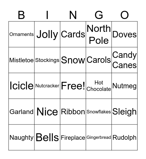 Holiday Bingo Card