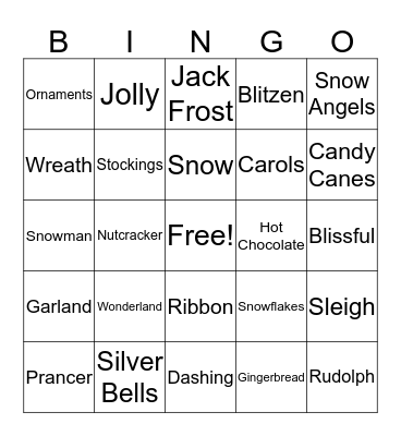 Holiday Bingo Card