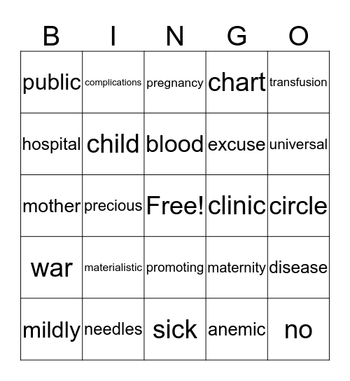 No Excuses! Bingo Card