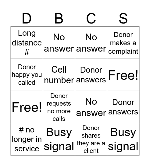 Day of Thanks 2019 - DBCS Bingo Card