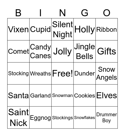 Holiday Bingo Card