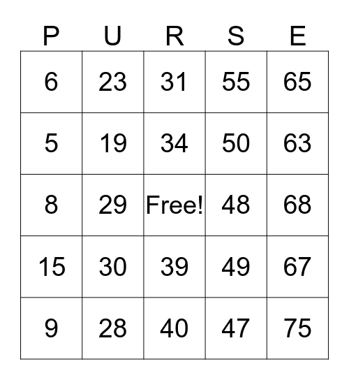 POWER of the  Bingo Card