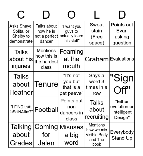 Dolder Bingo! Bingo Card