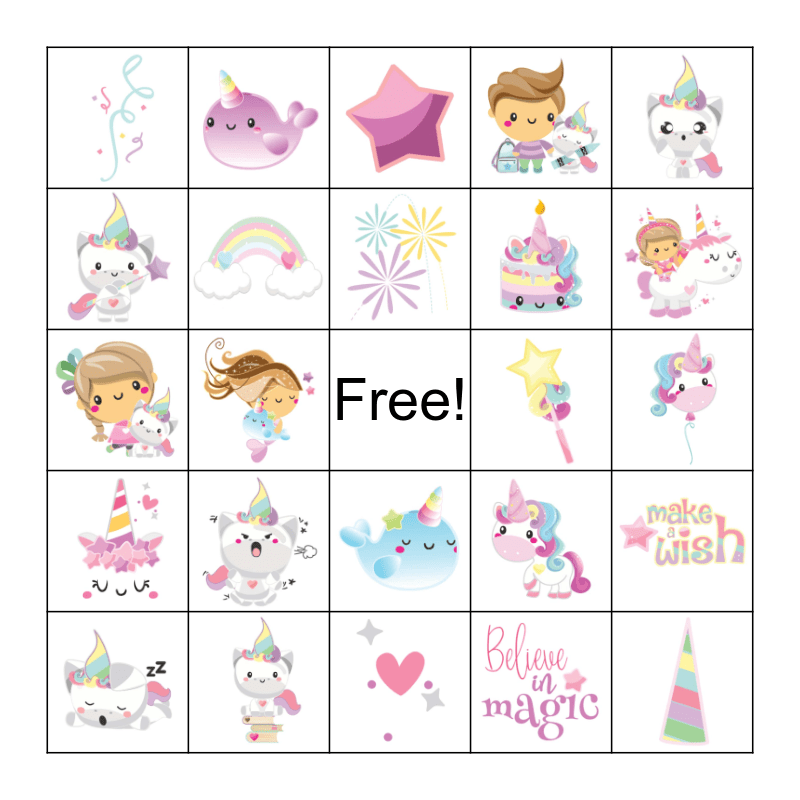 unicorn bingo card