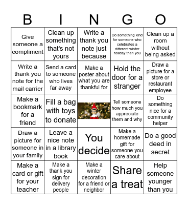 Winter Kindness Bingo Card