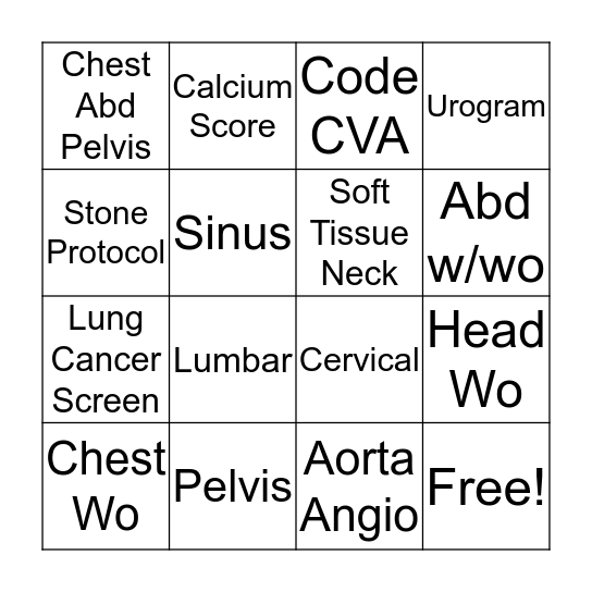 CT Bingo Card