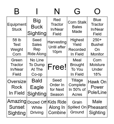 Harvest Time Bingo Card