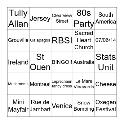 Kim & Jonny Bingo! Bingo Card