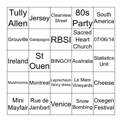 Kim & Jonny Bingo! Bingo Card