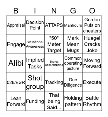 MATES Meeting Bingo Card