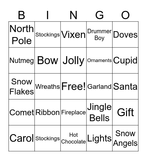 Holiday Bingo Card
