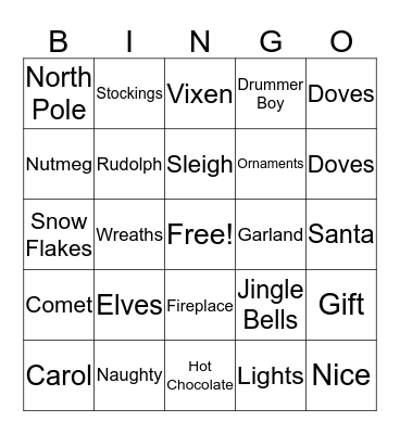 Holiday Bingo Card