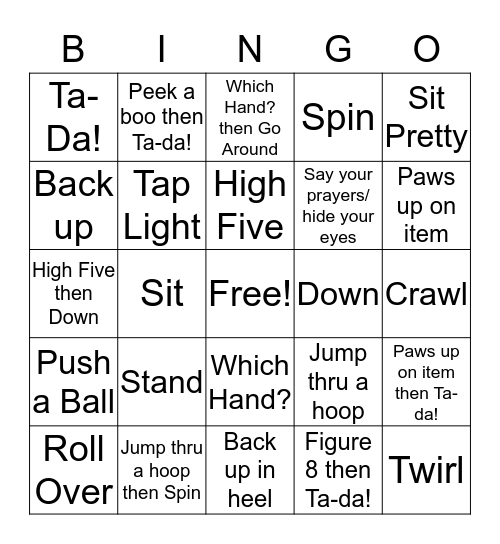Tricks Class Bingo Card