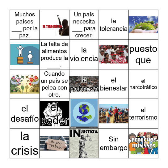 Loteria: Los problemas actuales Bingo Card