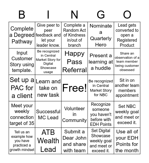 Branch Bingo Card