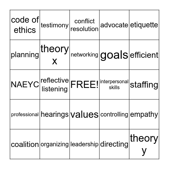 Chapter 11 - You, The Director Bingo Card