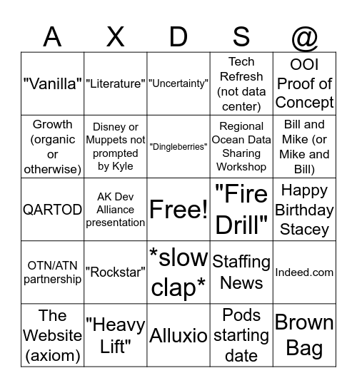 Town Hall Nov '19 Bingo Card