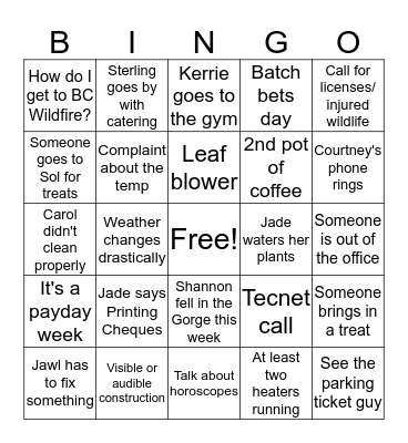 Stressful Tuesday Bingo Card