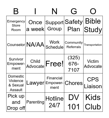 Noah Project BINGO Card