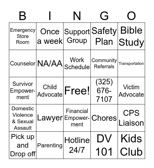 Noah Project BINGO Card