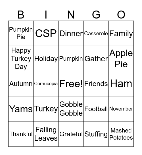 Autumn Bingo Card