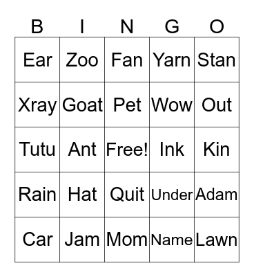 Fingerspelling SIGNO Bingo Card