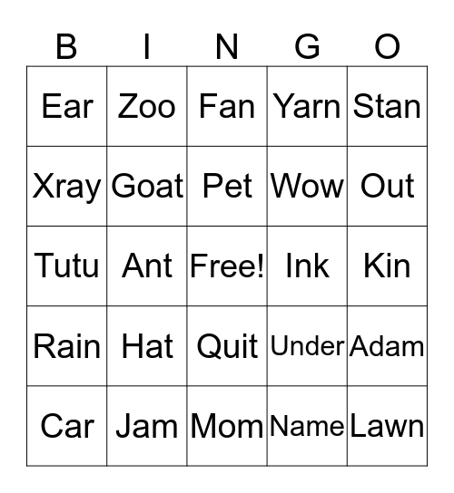 Fingerspelling SIGNO Bingo Card
