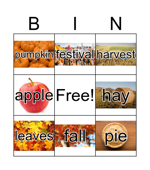 Fall Signs Bingo Card