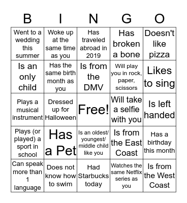 Find someone who. . . Bingo Card