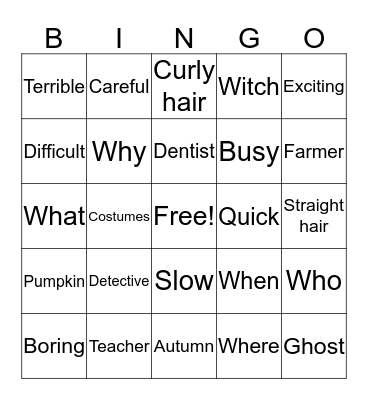 VOCABULARY UNIT 1  Bingo Card