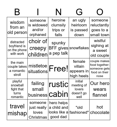 Hallmark Christmas Bingo Card