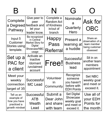 Branch Bingo Card