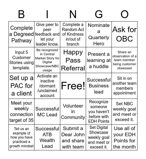 Branch Bingo Card