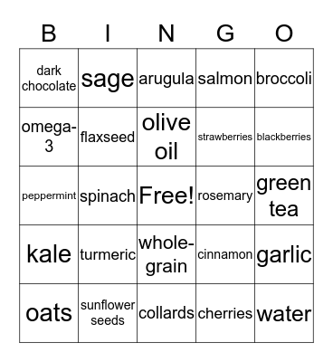 Brain Food Bingo Card