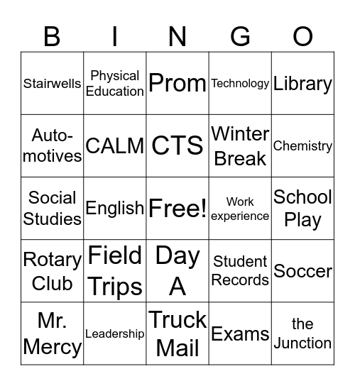 United Way & Page Bingo Fundraiser Bingo Card