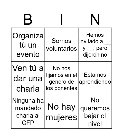 Excusas #ALLMEN Bingo Card