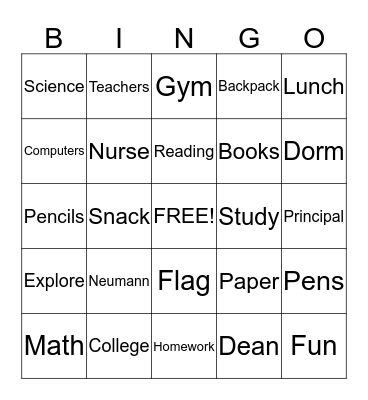 Neumann University Bingo Card