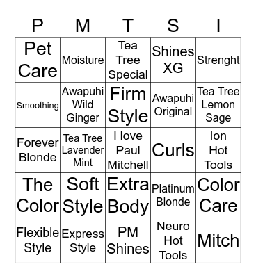 Paul Mitchell Bingo Card