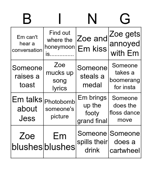 Hens Party Bingo  Bingo Card