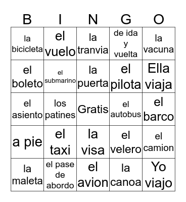 Los transportes Bingo Card