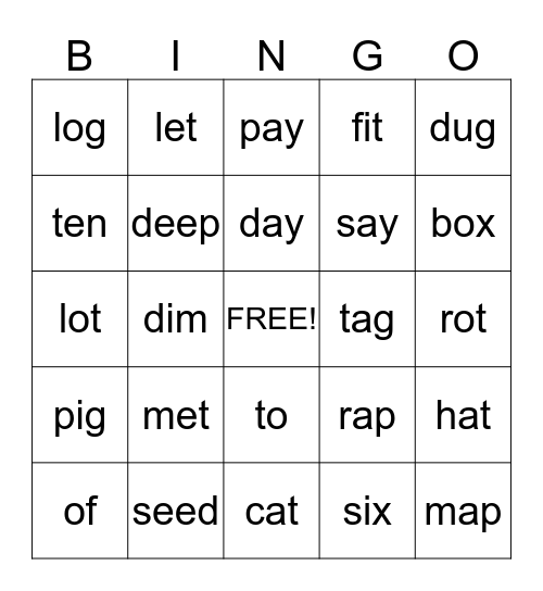 RTI Bingo Card