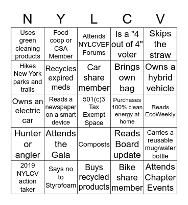 NYLCV/EF Bingo Card