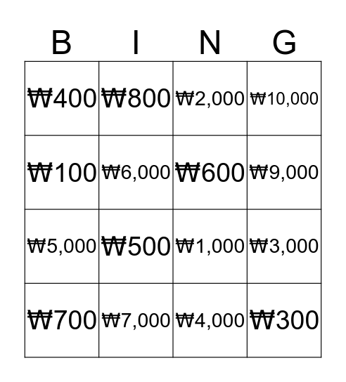 How much is it? Bingo Card