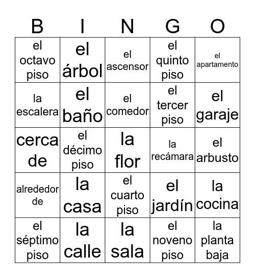 La Casa Bingo Card