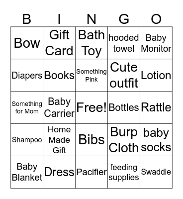 OH Baby! Bingo Card