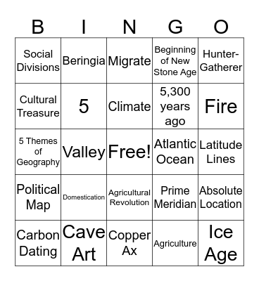 10 Week Test Review  Bingo Card